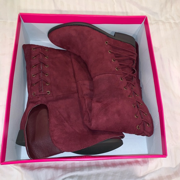 Show Dazzle Maroon Thigh High Boots - Picture 4 of 5